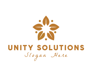 Golden Flower Leaves logo design