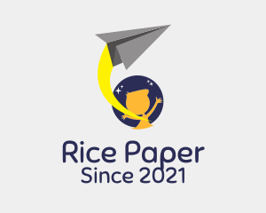 Child Moon Paper Plane logo design