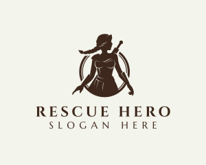 Woman Warrior Hero logo design