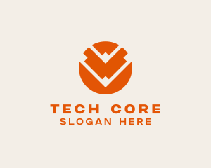 Tech CommercialLetter V logo design