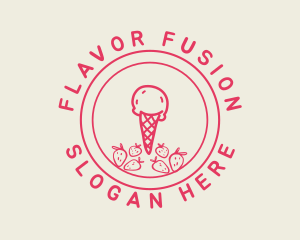 Strawberry Ice Cream logo design