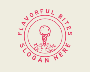 Strawberry Ice Cream logo design