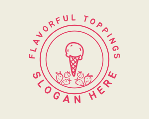 Strawberry Ice Cream logo design