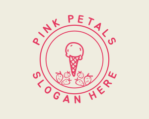 Strawberry Ice Cream logo design