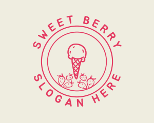Strawberry Ice Cream logo design