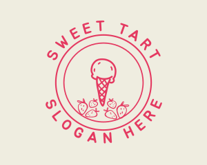 Strawberry Ice Cream logo design