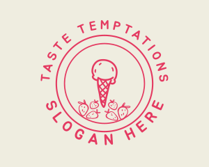 Strawberry Ice Cream logo design