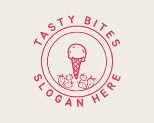 Strawberry Ice Cream logo design