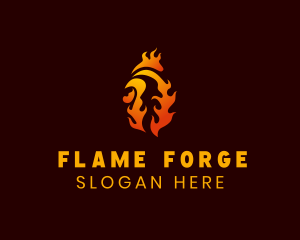 Flame Chicken Rooster  logo design