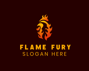 Flame Chicken Rooster  logo design