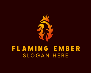 Flame Chicken Rooster  logo design