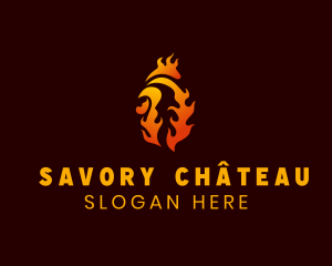 Flame Chicken Rooster  logo design