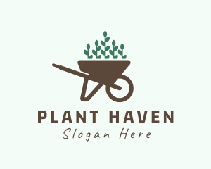 Wheelbarrow Plant Seedling logo design