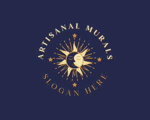 Mystical Sun Moon Face logo design