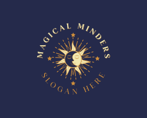 Mystical Sun Moon Face logo design