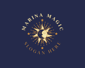 Mystical Sun Moon Face logo design