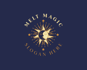 Mystical Sun Moon Face logo design