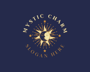 Mystical Sun Moon Face logo design