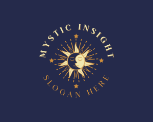 Mystical Sun Moon Face logo design