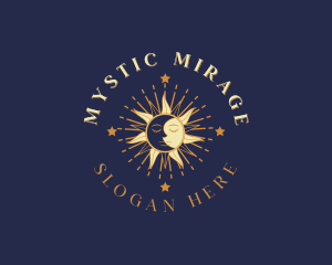 Mystical Sun Moon Face logo design