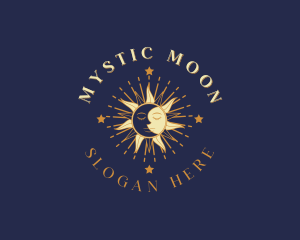 Mystical Sun Moon Face logo design