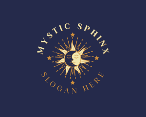 Mystical Sun Moon Face logo design