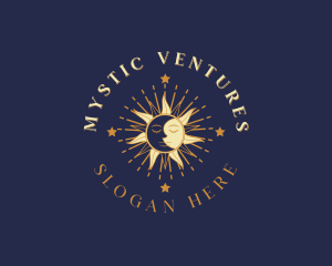 Mystical Sun Moon Face logo design