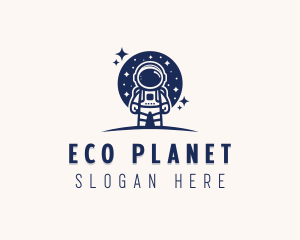 Planet Moon Astronaut logo design