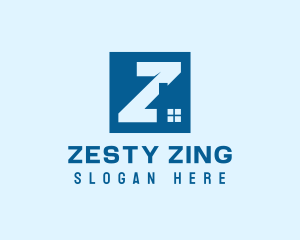 Blue Housing Letter Z logo design