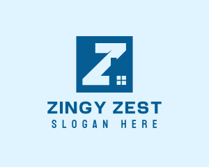 Blue Housing Letter Z logo design