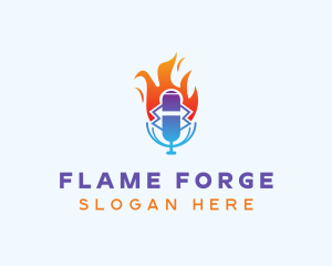 Flaming Mic Studio logo design