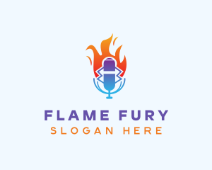 Flaming Mic Studio logo design