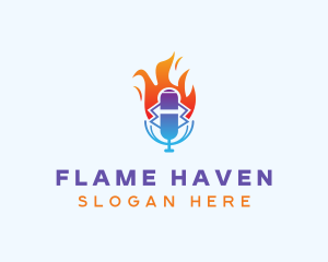 Flaming Mic Studio logo design