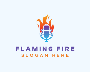 Flaming Mic Studio logo design