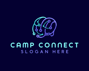 Network Connection Brain logo design