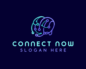 Network Connection Brain logo design