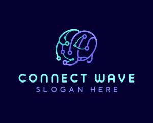 Network Connection Brain logo design