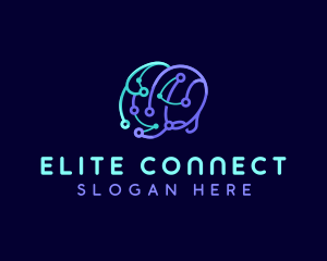 Network Connection Brain logo design