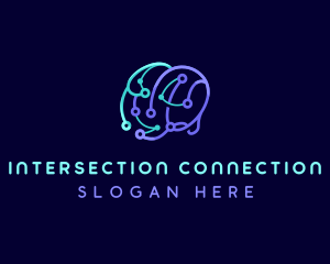 Network Connection Brain logo design