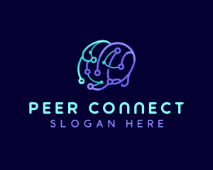 Network Connection Brain logo design