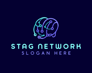 Network Connection Brain logo design