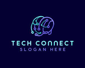 Network Connection Brain logo design