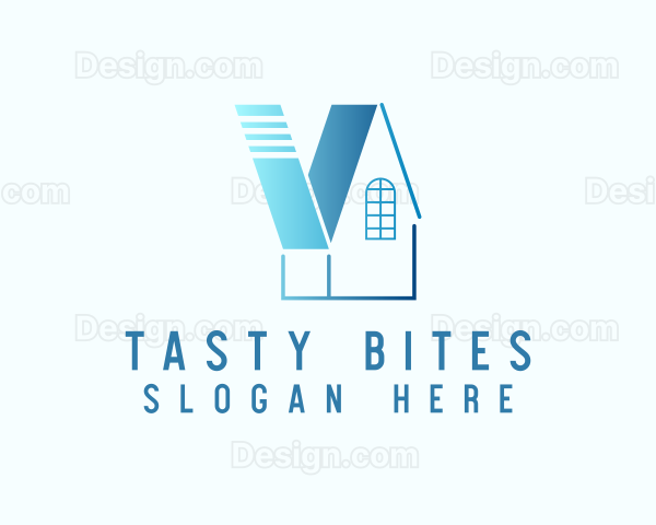 Blue House Letter V Logo