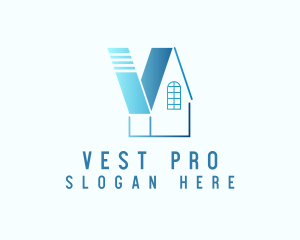 Blue House Letter V logo design