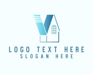 Agent - Blue House Letter V logo design