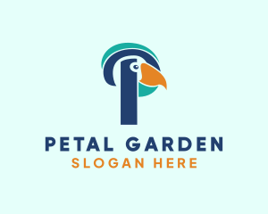 Tropical Bird Parrot Letter P logo design