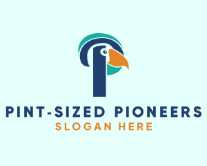 Tropical Bird Parrot Letter P logo design