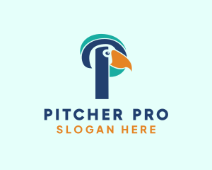 Tropical Bird Parrot Letter P logo design