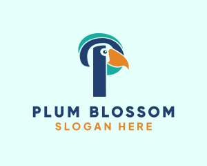 Tropical Bird Parrot Letter P logo design