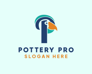 Tropical Bird Parrot Letter P logo design